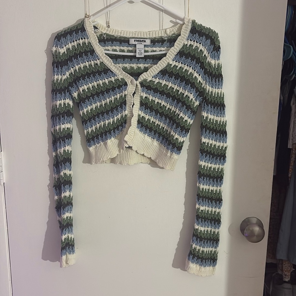 striped flare sleeve sweater